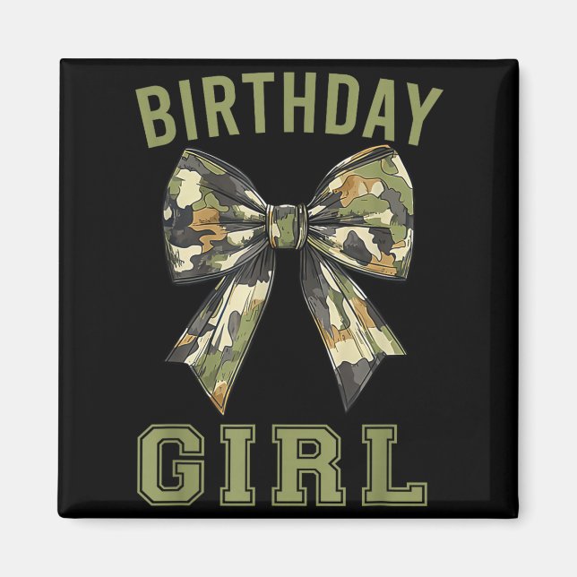 Camouflage Old Camo Bow Camo Coquette Bow Birthday Magnet (Front)
