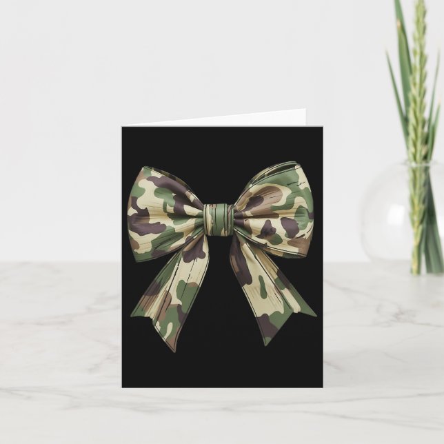 Camouflage Old Camo Bow Camo Coquette Bow Hunting  Card (Front)