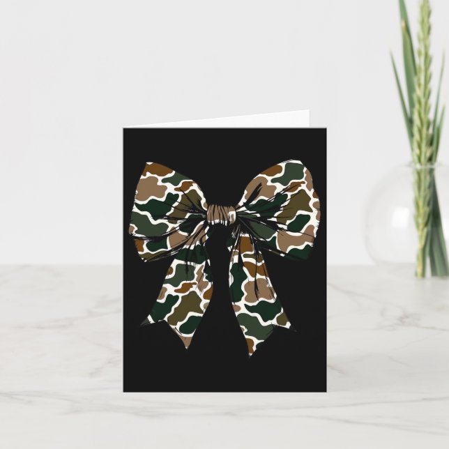 Camouflage Old Camo Bow Camo Coquette Bow Hunting  Card (Front)