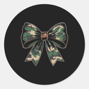 Camouflage Old Camo Bow Camo Coquette Bow Hunting  Classic Round Sticker