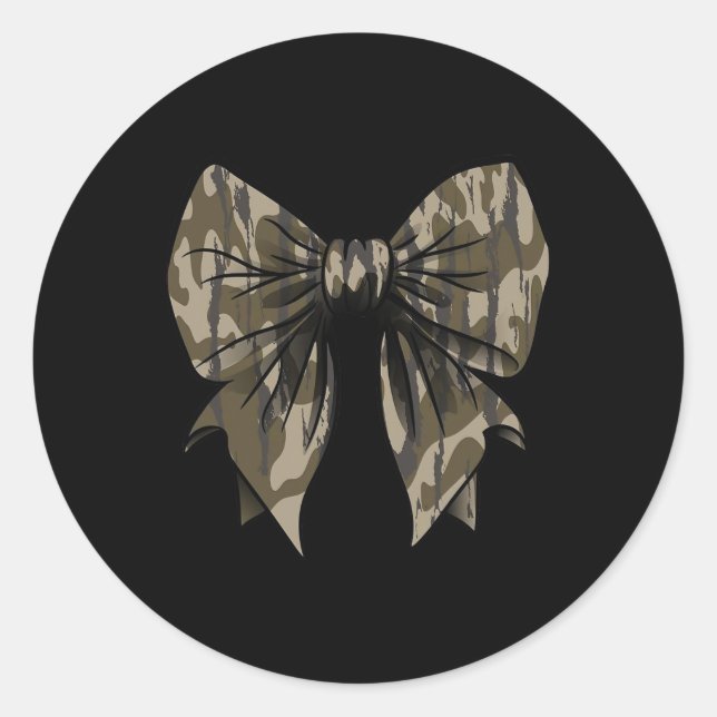 Camouflage Old Camo Bow Camo Coquette Bow Hunting  Classic Round Sticker (Front)