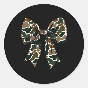 Camouflage Old Camo Bow Camo Coquette Bow Hunting Classic Round Sticker
