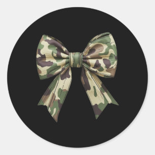 Camouflage Old Camo Bow Camo Coquette Bow Hunting  Classic Round Sticker