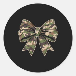 Camouflage Old Camo Bow Camo Coquette Bow Hunting  Classic Round Sticker