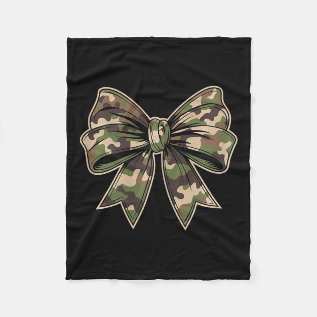 Camouflage Old Camo Bow Camo Coquette Bow Hunting  Fleece Blanket (Front)