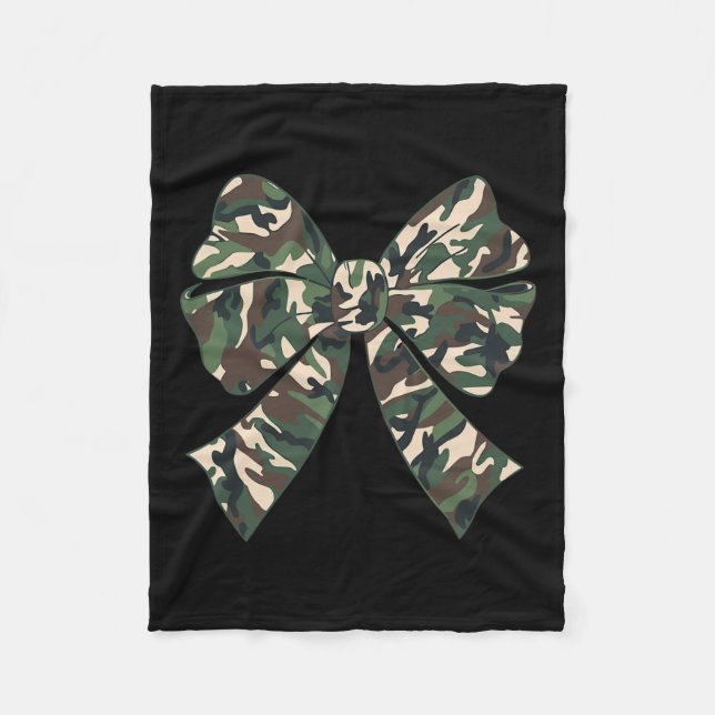 Camouflage Old Camo Bow Camo Coquette Bow Hunting  Fleece Blanket (Front)