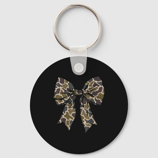 Camouflage Old Camo Bow Camo Coquette Bow Hunting  Key Ring (Front)