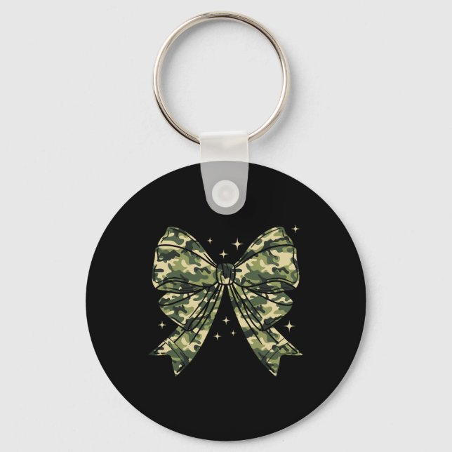 Camouflage Old Camo Bow Camo Coquette Bow Hunting  Key Ring (Front)