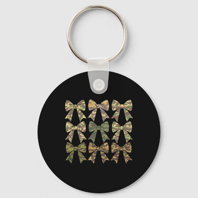 Camouflage Old Camo Bow Camo Coquette Bow Hunting  Key Ring (Front)