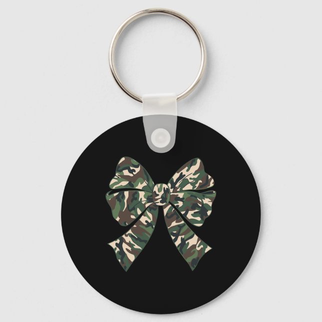 Camouflage Old Camo Bow Camo Coquette Bow Hunting  Key Ring (Front)