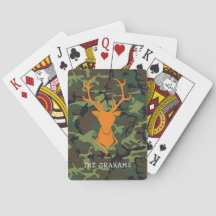 Camouflage Orange Deer Buck Hunting | Monogram Playing Cards