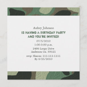 Camouflage Party Invitations