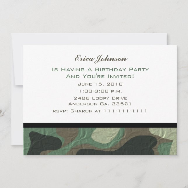 Camouflage Party Invitations (Front)