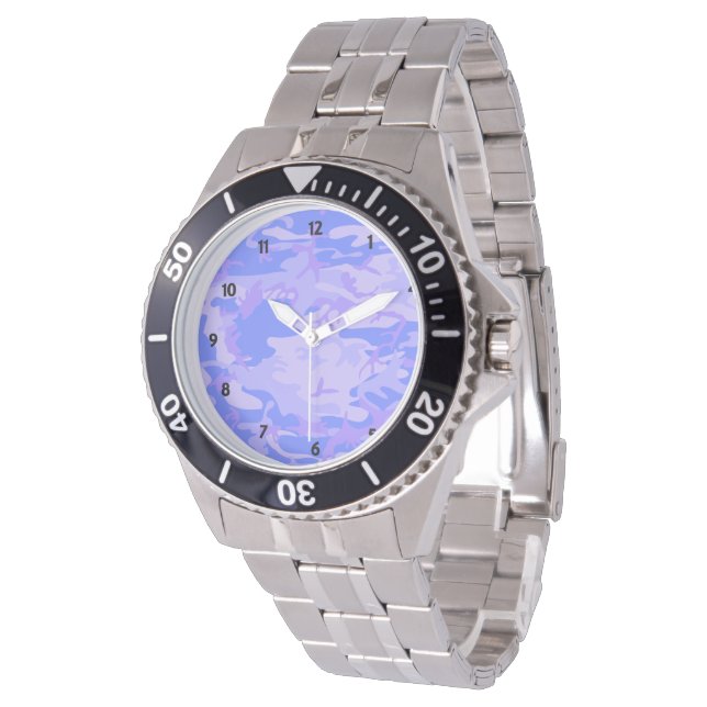 Camouflage Pastel Blue Abstract Pattern Men's Watch (Angled)