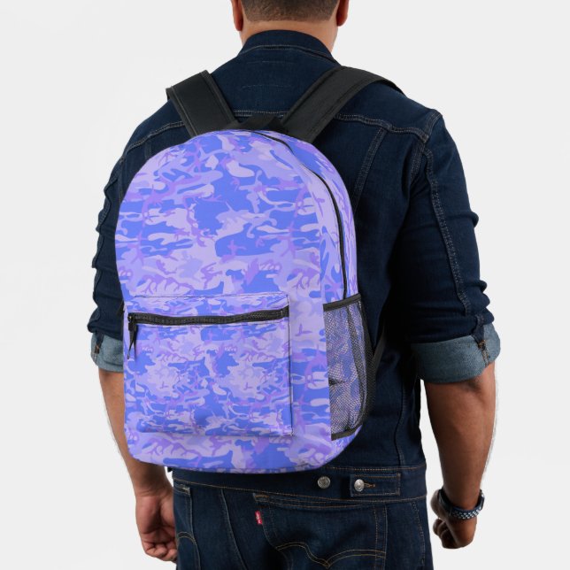 Camouflage Pastel Blue Abstract Pattern Printed Backpack (Insitu (Model))