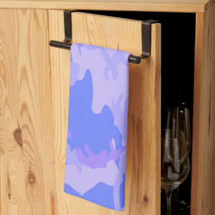 Camouflage Pastel Blue Abstract Pattern Tea Towel