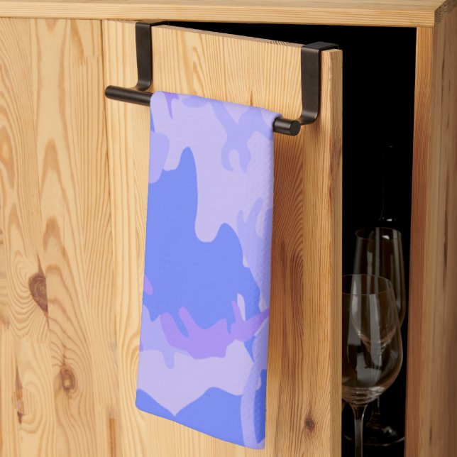 Camouflage Pastel Blue Abstract Pattern Tea Towel (Thirds Fold)