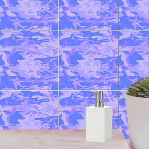 Camouflage Pastel Blue Abstract Pattern Tile