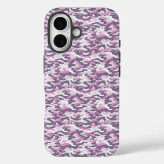 Camouflage Pattern in double Gray and Pink iPhone 16 Case