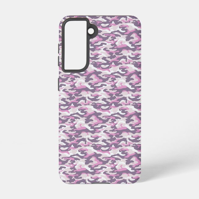 Camouflage Pattern in double Gray and Pink Samsung Galaxy S21 Case (Back)