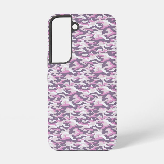 Camouflage Pattern in double Gray and Pink Samsung Galaxy S22 Case (Back)