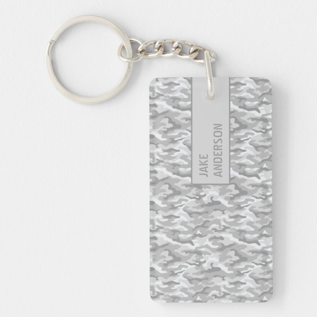 Camouflage Pattern in triple Gray Key Ring (Front)