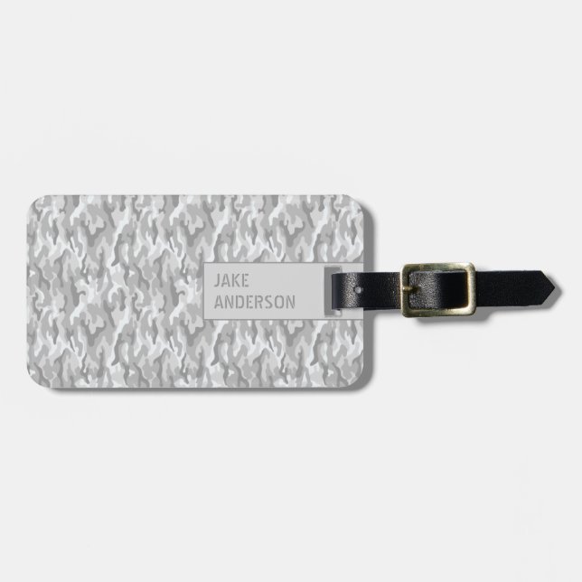 Camouflage Pattern in triple Gray Luggage Tag (Front Horizontal)