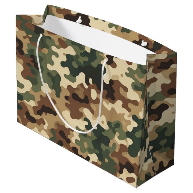Camouflage pattern large gift bag (Back Angled)