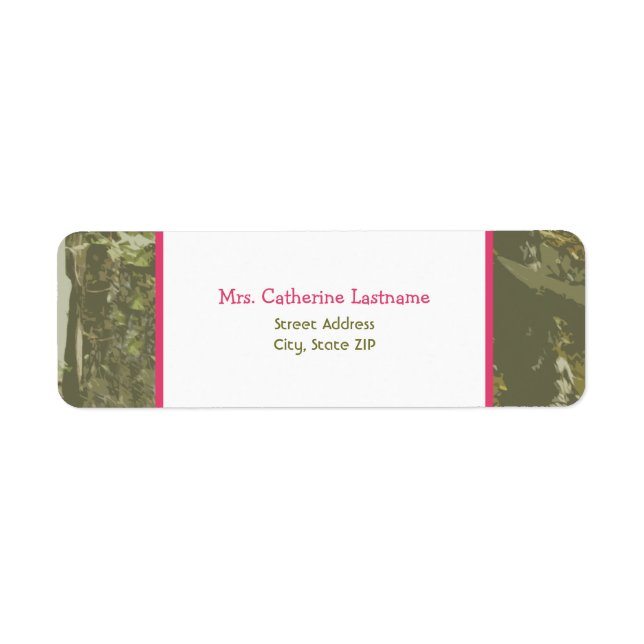 Camouflage & Pink Address Label Sticker (Front)