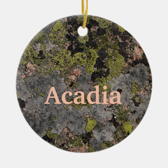Camouflage Pink.Granite Acadia Maine Christmas Ceramic Tree Decoration (Front)