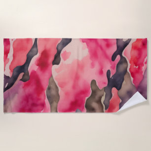 camouflage pink watercolor beach towel