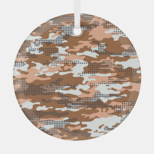 Camouflage Polka Dot: Abstract Seamless. Glass Tree Decoration