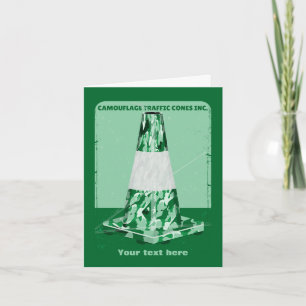 Camouflage rd cone funny traffic cone card