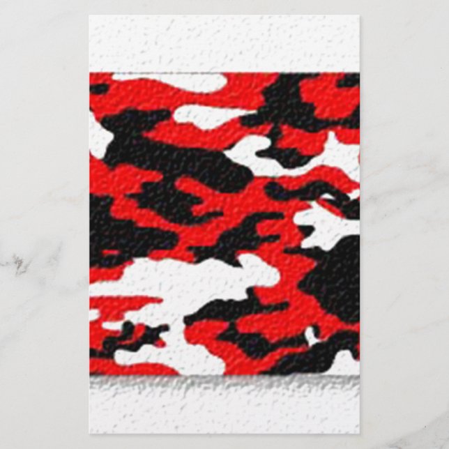 Camouflage Red Patterns Stationery (Front)