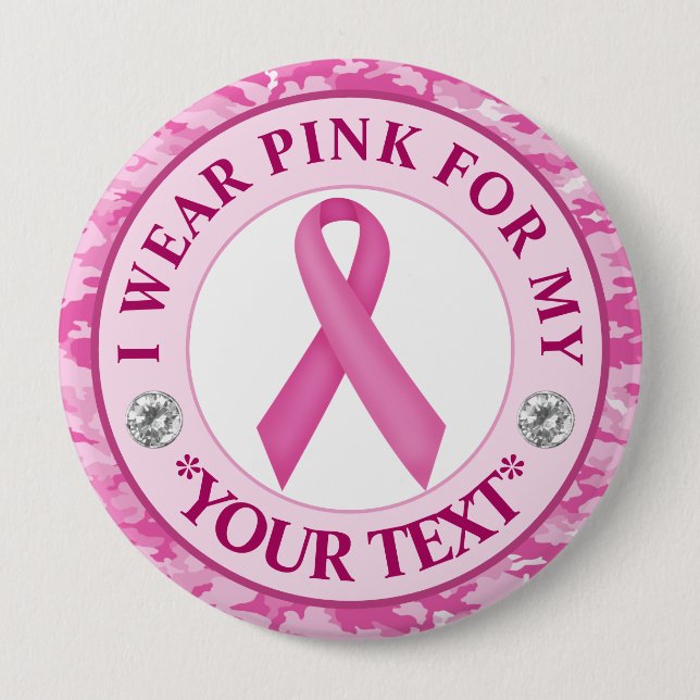 Camouflage Ribbon Breast Cancer Awareness Design 10 Cm Round Badge (Front)