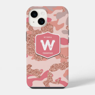Camouflage Rose Gold Blush Pink Camo Army Pattern iPhone 14 Case