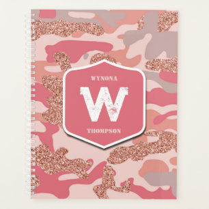 Camouflage Rose Gold Blush Pink Camo Army Pattern Planner