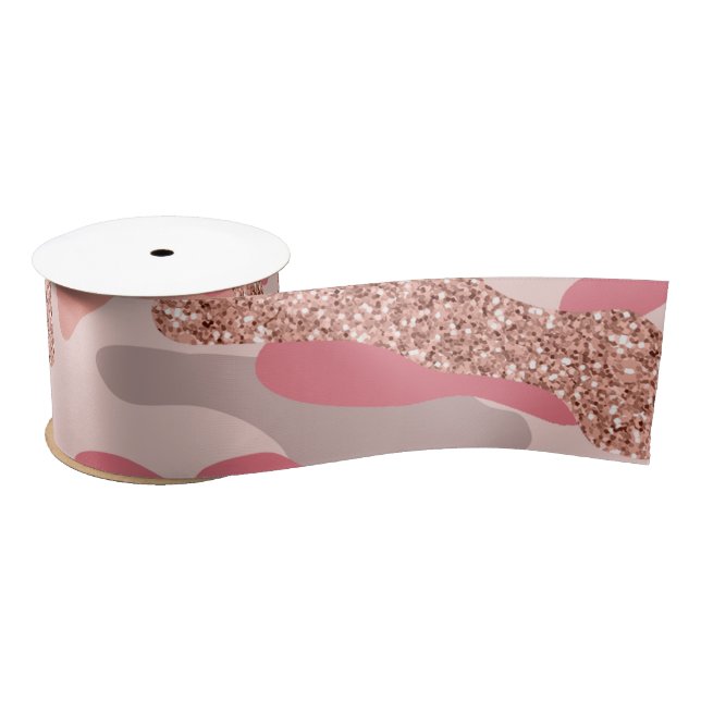 Camouflage Rose Gold Blush Pink Camo Army Pattern  Satin Ribbon (Spool)