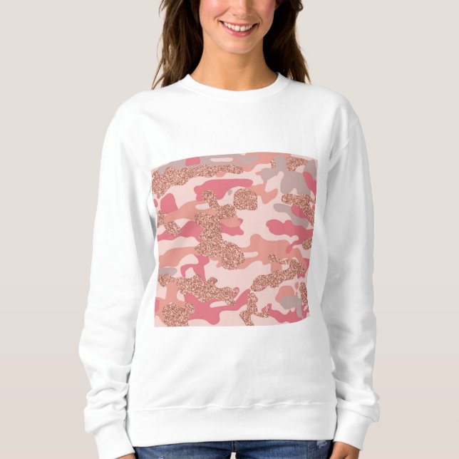 Camouflage Rose Gold Blush Pink Camo Army Pattern  Sweatshirt (Front)