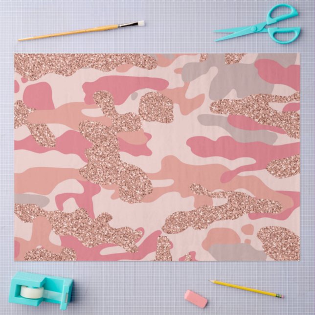 Camouflage Rose Gold Blush Pink Camo Army Pattern  Tissue Paper (Craft)