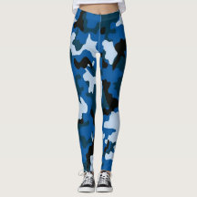 Camouflage seamless blue pattern Leggings  