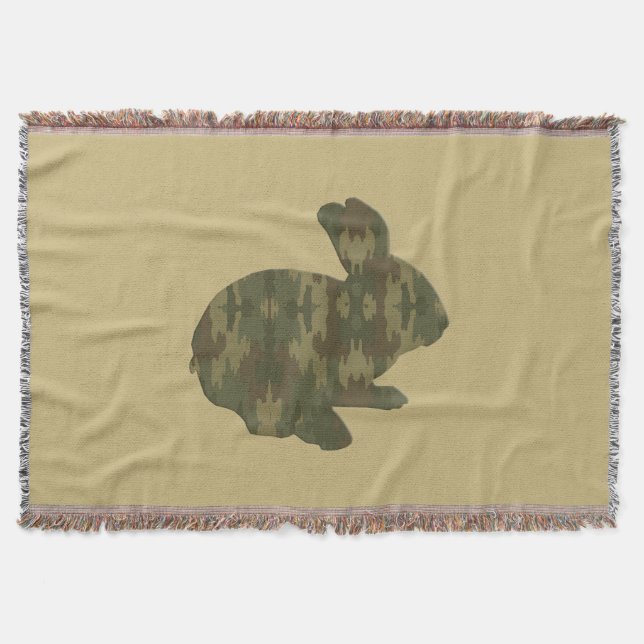 Camouflage Silhouette Easter Bunny Throw Blanket (Front)