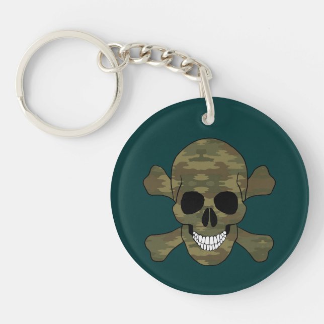 Camouflage Skull And Crossbones Key Chain (Front)