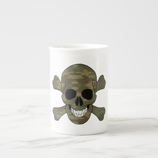 Camouflage Skull And Crossbones Mug (Front)