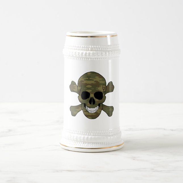 Camouflage Skull And Crossbones Stein (Center)