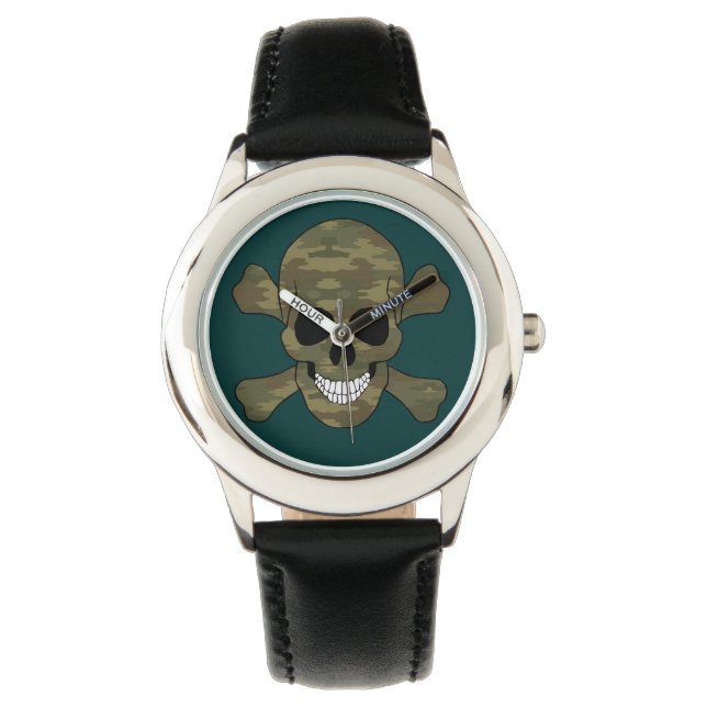 Camouflage Skull And Crossbones Watch (Front)