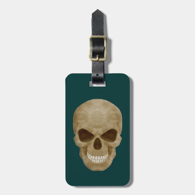 Camouflage Skull Luggage Tag (Front Vertical)