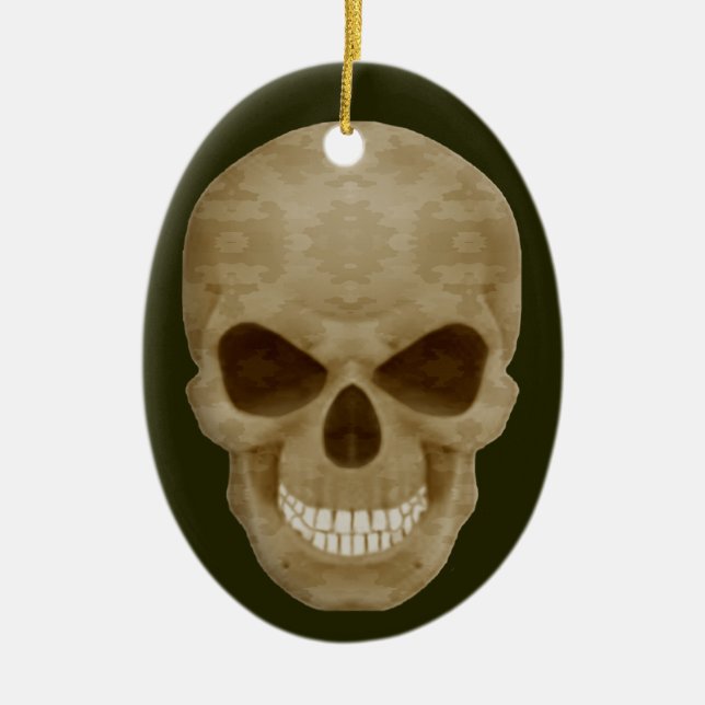 Camouflage Skull Oval Ornament (Front)