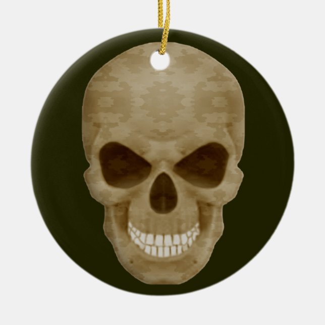 Camouflage Skull Round Ornament (Front)