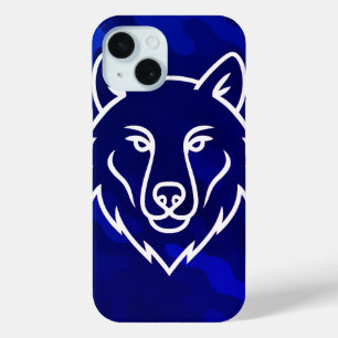 Camouflage Spirit – White Wolf Line Art iPhone 15 Case